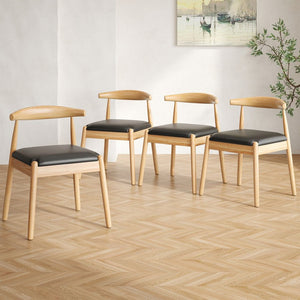 English Elm Weave Dining Chairs Set Of 2 - Mid-Century Modern Oak Frame, Handwoven Seat For Stylish Comfort T3623P371953-GIGA