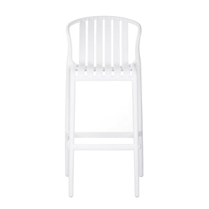 English Elm Outdoor Stackable Armless Barstools Set of 2 Uv Resistant Slat Back Patio Seating White N780P199452W