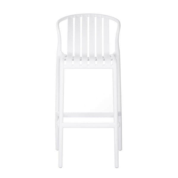 English Elm Outdoor Stackable Armless Barstools Set of 2 Uv Resistant Slat Back Patio Seating White N780P199452W