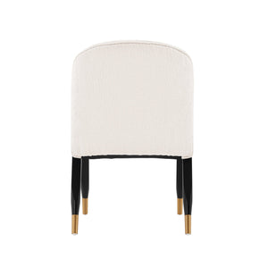 English Elm Ola Wood Chenille Dining Chair with Elm Frame and Brushed Gold Tips, Luxurious Foam Seat, 330lb Capacity Cream B365P397699