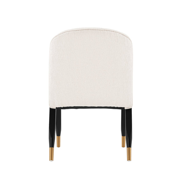English Elm Ola Wood Chenille Dining Chair with Elm Frame and Brushed Gold Tips, Luxurious Foam Seat, 330lb Capacity Cream B365P397699