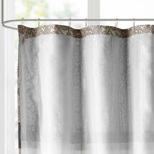 JLA Home Madison Park - Embroidered Jacquard Shower Curtain with Medallion Color-Block Design, Rust‑Resistant Grommets, 72x72 MP70-8302