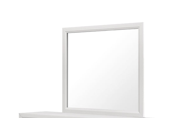 English Elm MIRAGE White Mirror for Dresser – Contemporary Rectangular MDF Frame with Clear Glass, Sleek Finish B201P226181