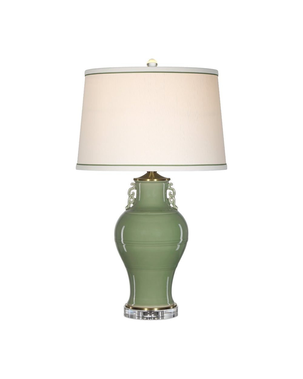 Currey & Company Londonderry Green Table Lamp - Elegant Sage Design With Ming Dynasty Inspiration & Crystal Accents Green Porcelain ,Optic Crystal 6000-1028-currey-company