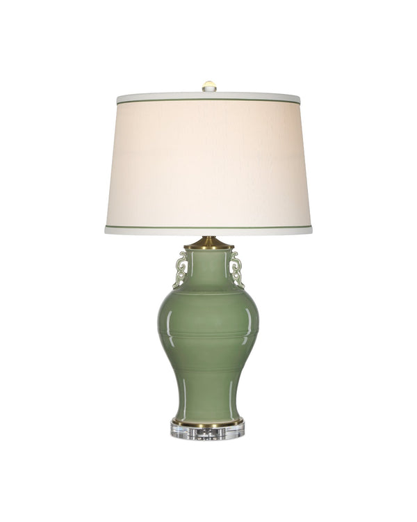 Currey & Company Londonderry Green Table Lamp - Elegant Sage Design With Ming Dynasty Inspiration & Crystal Accents Green Porcelain ,Optic Crystal 6000-1028-currey-company