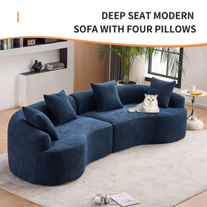 English Elm Compression Compression Sponge Sofa Curved Modular Sectional with 30D High-Density Chenille Sleeper for Cozy Apartment Living Room Comfort and Safe Rounded Design Antique Blue W2231S00019