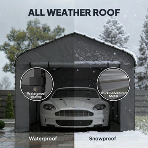 English Elm Outdoor All-metal Carport Canopy with Removable Pe Walls and Weather Resistant Roof T3971S00202