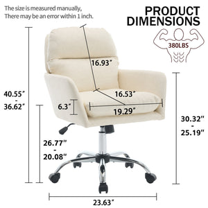 English Elm Artificial Pu Leather Office Chair Ergonomic Foam Cushion Adjustable Height Modern Desk Seat White W2311P409613