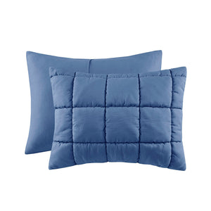 JLA Home Intelligent Design - Down Overfilled Alternative Comforter Set with 3D Puff Stitching, Crinkled Quilt & OEKO‑TEX Safety Navy ID10-2310