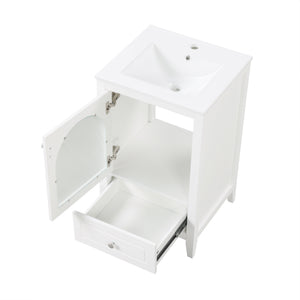 English Elm 20" Modern Bathroom Vanity With Sink, Soft-Close Glass Door, Drawer, Stylish Compact Design N725P185457K