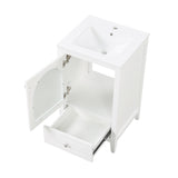 English Elm 20" Bathroom Vanity With Sink, Bathroom Cabinet With Soft Closing Glass Door, A Drawer, White