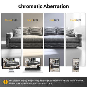 English Elm 102.4 Inch Plush Corduroy Cloud Sofa Deep Seat Four Person Convertible Lounge for Living Room Grey W1885S00284