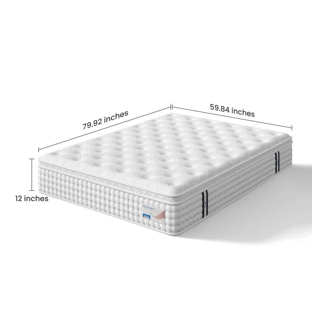 English Elm 12 Inch Queen Gel Foam Pocket Spring Hybrid Mattress Firm Support Spinal Relief B2716P454763