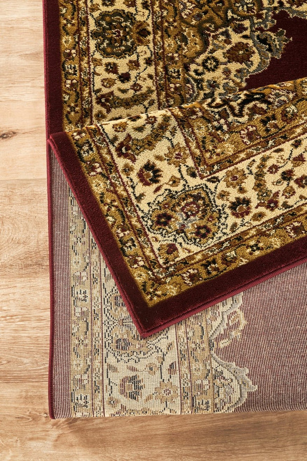 English Elm Classic Persian Medallion Area Rug Bold Red Oriental Pattern for Living or Dining Rooms B186P452271