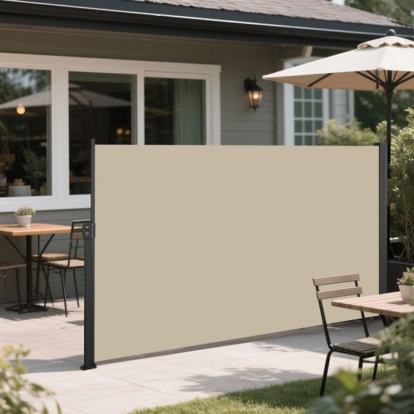 English Elm Retractable Side Screen Awning UV Resistant Waterproof Privacy Shade for Patio Garden Balcony 118" x 63" Beige W419P286382
