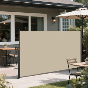 English Elm 138" Retractable Balcony Privacy Screen Polyester Fabric Rust Proof Outdoor Shade W419P416330