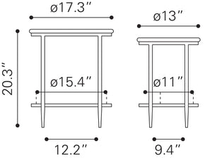 Koper Coffee Table Set (2-Piece) Black 109775 Zuo Modern