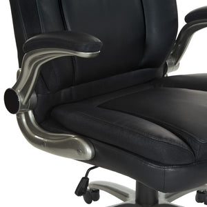 OSP Home Furnishings Big and Tall Ergonomic Office Chair with Lumbar Support Leather Seat 400 Lb Capacity Black ECH14517BT-EC3