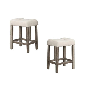 English Elm 5 Piece Oak Counter Dining Set Square Table Tufted Linen Stools Kitchen Nook B011S02295