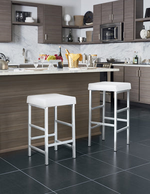 OSP Home Furnishings 26" Polished Chrome Backless Stool White