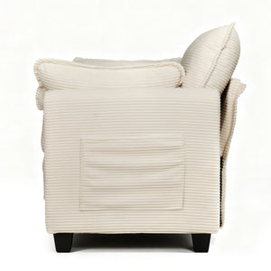 English Elm 2-in-1 Corduroy Loveseat Sleeper with Storage Converts for Living Room or Studio Beige W2715P409857