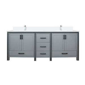 English Elm Dark Grey Double Bath Vanity With White Quartz Top, Complete Faucet Set & Ample Storage Solution B2731P260665