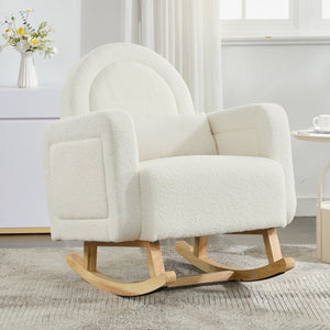 English Elm Christopher Knight Home® - Accent Rocking Chair In Cream Teddy Velvet - Ergonomic Design, Gentle Rocking, Ultimate Comfort! N765P263907W