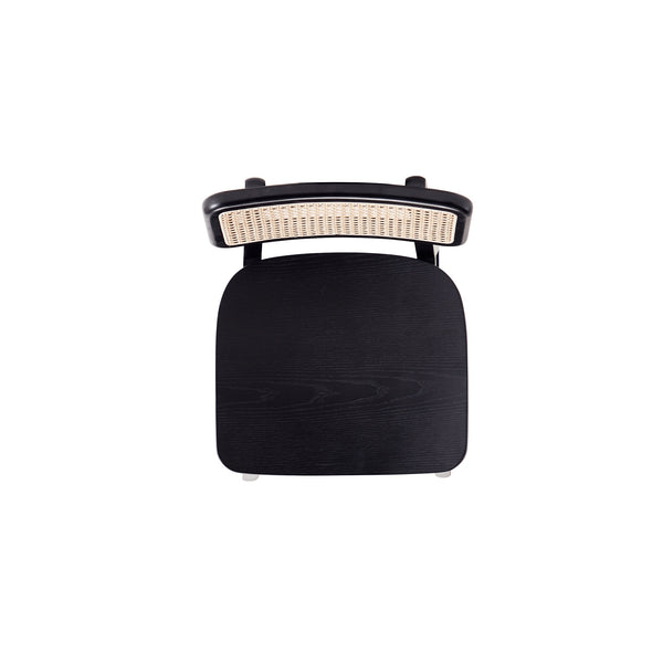 English Elm Versailles Cane Back Wood Counter Stool with Solid Ash Frame, Rattan Seat, 275 lb Capacity, Fully Assembled Black+Natural B365P398062