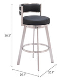 Gimsby Swivel Barstool Black 110044 Zuo Modern