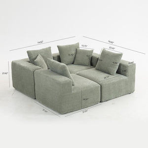 English Elm Modular Low Profile Sectional Sofa Plush Chenille Upholstery for Cozy Living Rooms W3326S00033