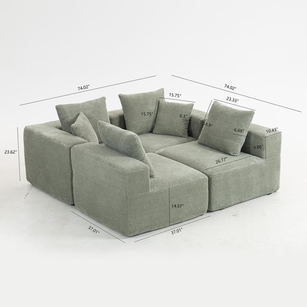 English Elm Modular Low Profile Sectional Sofa Plush Chenille Upholstery for Cozy Living Rooms W3326S00033