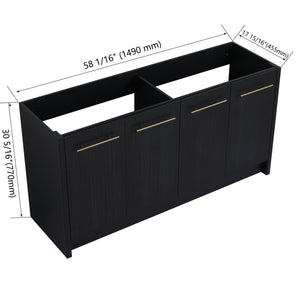 English Elm 60 Inch Freestanding Bathroom Vanity Cabinet 60" Wide Eco Plywood Soft-Closing Doors Modern Design W999P182015
