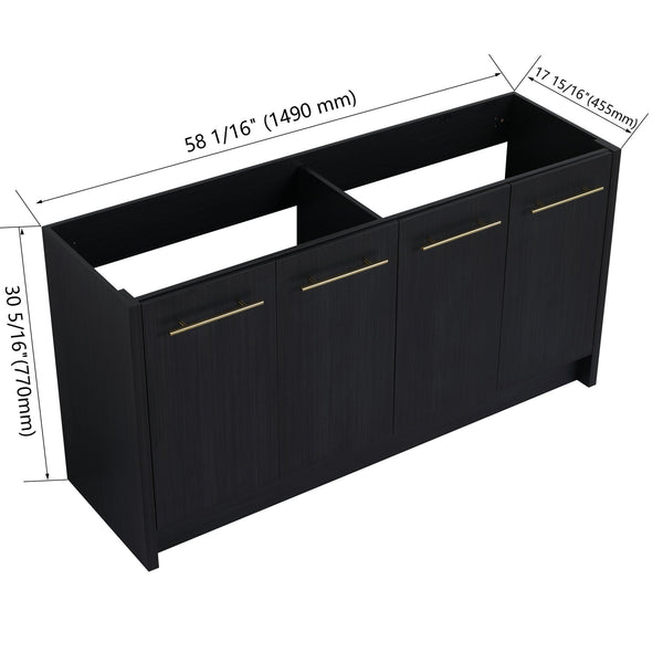 English Elm 60 Inch Freestanding Bathroom Vanity Cabinet 60" Wide Eco Plywood Soft-Closing Doors Modern Design W999P182015
