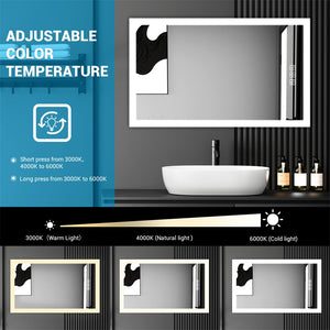 English Elm Bright Led Bathroom Mirror 48" X 36" - Dimmable Lighting, Quick Defog, Hd Reflection, Wall Mounted Elegance T3177P296168