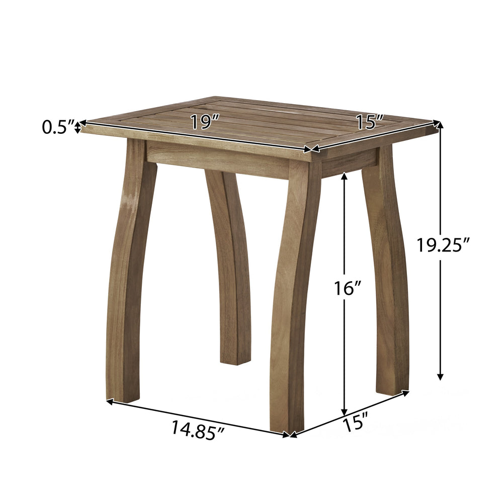 English Elm Selma Solid Acacia Wood Rectangular End Table Weatherproof Grain Finish Patio or Living Room N770P248135N