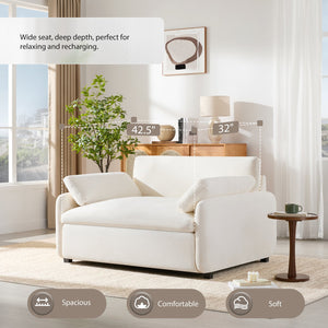 English Elm 50*43" Oversized Chenille Armchair Deep Lounge Seat Modern Minimalist Living Room Chair Cream N723S5042A