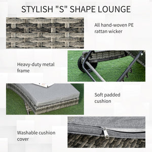 English Elm Outsunny Chaise Lounge Chair - Adjustable 5-Position Cushioned Rattan Pool Lounger With Wheels W2225P174011-GIGA