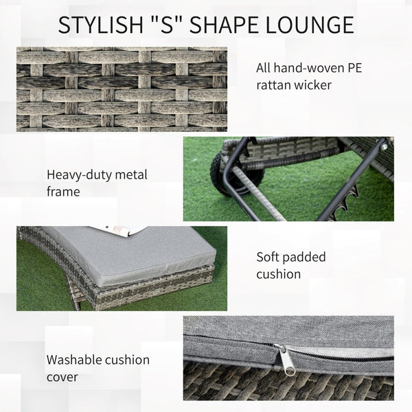 English Elm Outsunny Chaise Lounge Chair - Adjustable 5-Position Cushioned Rattan Pool Lounger With Wheels W2225P174011-GIGA