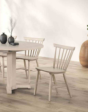 English Elm 2pc Mid-Century Dining Chairs with Spindle Back Molded Seat, White Oak Finish, Compact Comfort Set B2741P406732