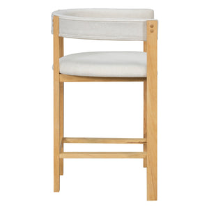 English Elm Christopher Knight Home® - COUNTER Mid-Century Modern 2-Piece Upholstered Barrel Back Stools with Rubberwood Frame and Foam Padding Beige+Natural N771P243848N