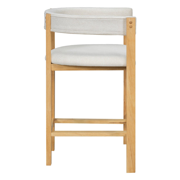 English Elm Christopher Knight Home® - COUNTER Mid-Century Modern 2-Piece Upholstered Barrel Back Stools with Rubberwood Frame and Foam Padding Beige+Natural N771P243848N