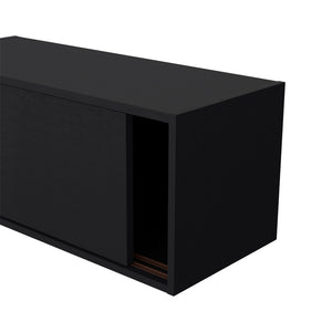 English Elm Wall Cabinet Bliss Engineered Wood Wall-Mounted Storage Black with Sliding Doors, 55 lb Capacity, Sleek Modern Design B092P245924