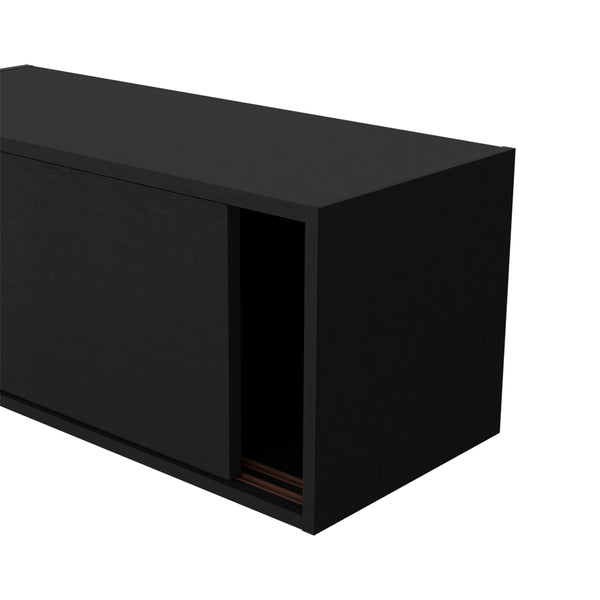 English Elm Wall Cabinet Bliss Engineered Wood Wall-Mounted Storage Black with Sliding Doors, 55 lb Capacity, Sleek Modern Design B092P245924