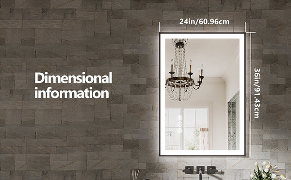 English Elm 24X36 Frameless Led Bathroom Mirror - Smart Anti-Fog Technology, Dimmable Lighting & Modern Design T3757P346983