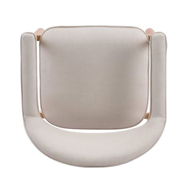 English Elm Modern Rubberwood Dining Chair Set Sculptural Curved Back Upholstered Seat Walnut Frame Beige,Natural N768P391165N