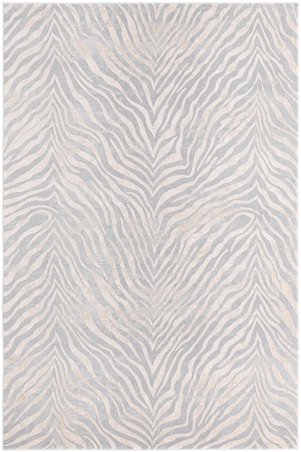 Unique Loom Finsbury Meghan Machine Made Animal Print Rug Gray and Ivory,  5' 3" x 8' 0"