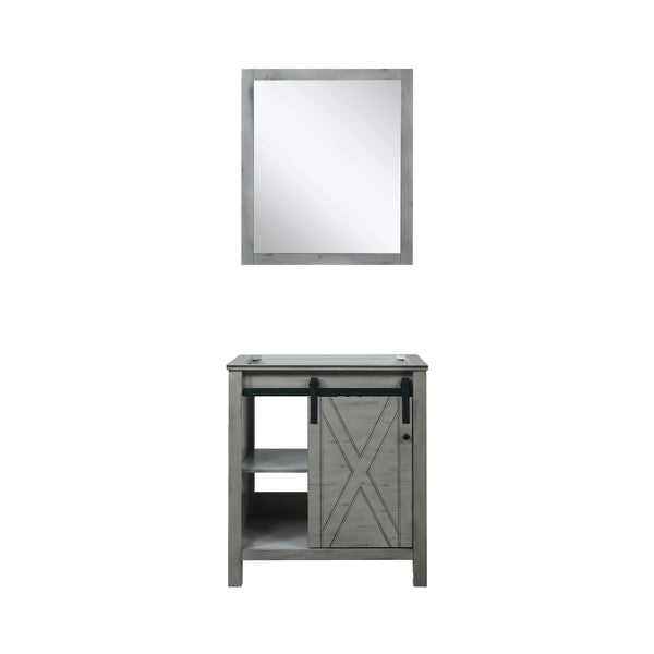 English Elm Ash Grey Bath Vanity Set With 28-Inch Mirror, Stylish Storage, And Easy Installation For Modern Bathrooms B2731S00925
