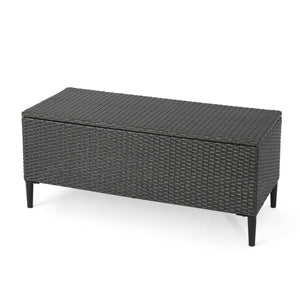 English Elm Rupert Outdoor Resin Wicker Storage Unit for Patio Pool Gear and Entertaining Essentials 62262.00GRY