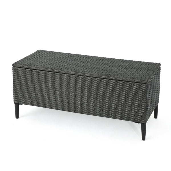 English Elm Rupert Outdoor Resin Wicker Storage Unit for Patio Pool Gear and Entertaining Essentials 62262.00GRY