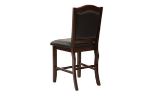 English Elm Formal Counter Height Dining Table Set with Open Shelf and Four Upholstered Side Chairs, Solidwood Finish for Contemporary Gatherings Espresso 46 L x 46 W x 8 H B011S01095